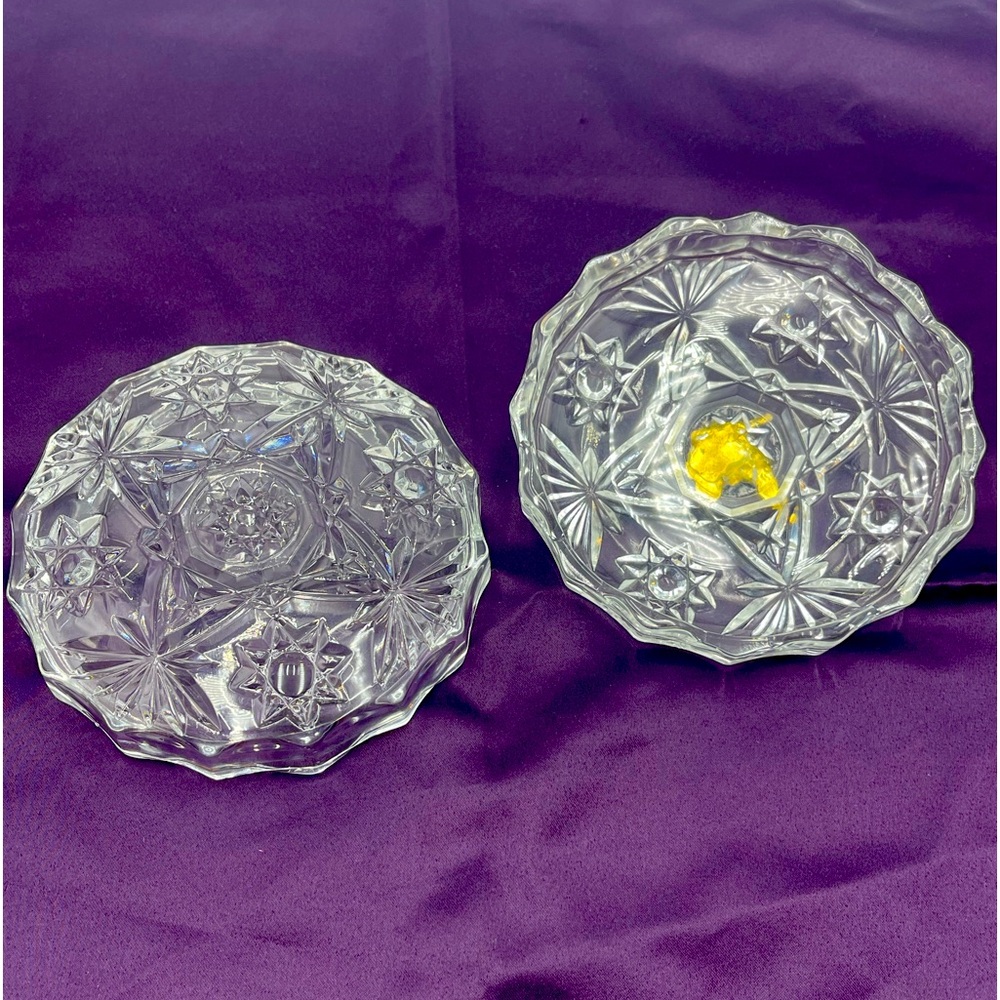 Anchor Hocking “Prescut” Crystal Trinket Box w/ Brass Grape Cluster Accent Lid - Picture 11 of 16